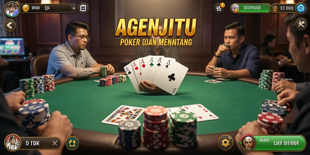 Screenshot AGENJITU menampilkan gameplay Poker yang seru dan menantang.