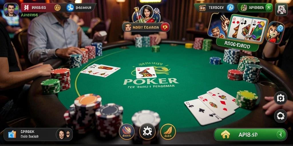 Tampilan menarik dari gameplay Poker yang mendebarkan.