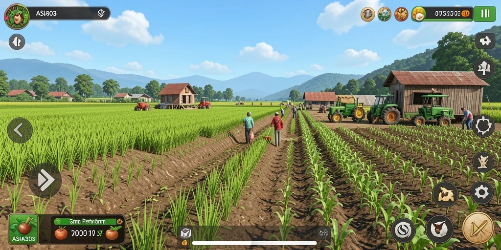 Gameplay ASIA303 menampilkan aktivitas bertani yang menarik dan interaktif.