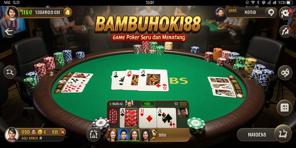 Tampilan gameplay menarik di BAMBUHOKI88 saat bermain Poker.