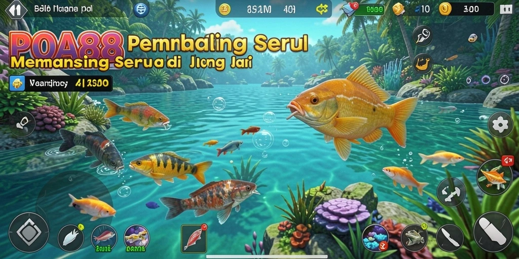Screenshot gameplay POA88 menampilkan aksi menangkap ikan yang seru.