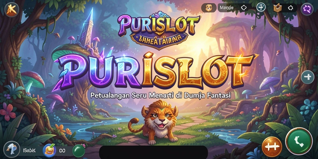 Tampilan gameplay PURISLOT dengan karakter unik dan pemandangan menawan.
