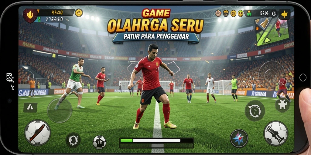 Screenshot gameplay RR44 yang menampilkan suasana pertandingan olahraga.