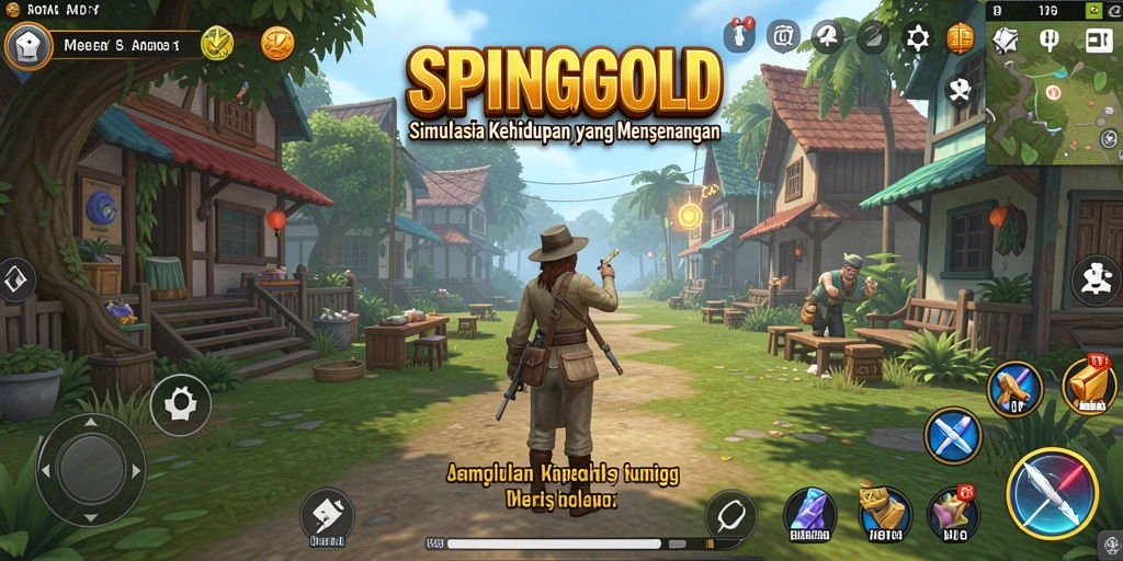 Tampilan gameplay SPINGOLD yang menarik dan penuh warna.