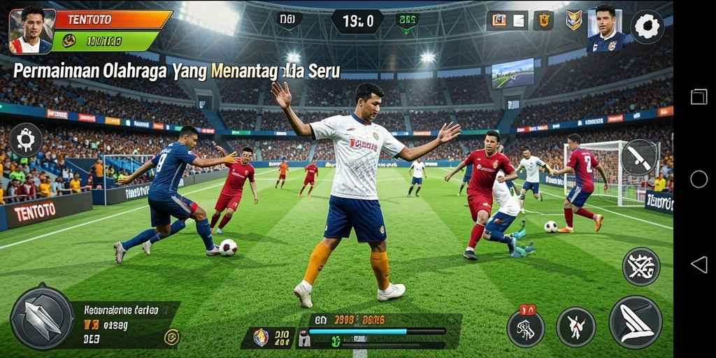 Screenshot game TENTOTO menunjukkan aksi seru dalam berbagai olahraga.