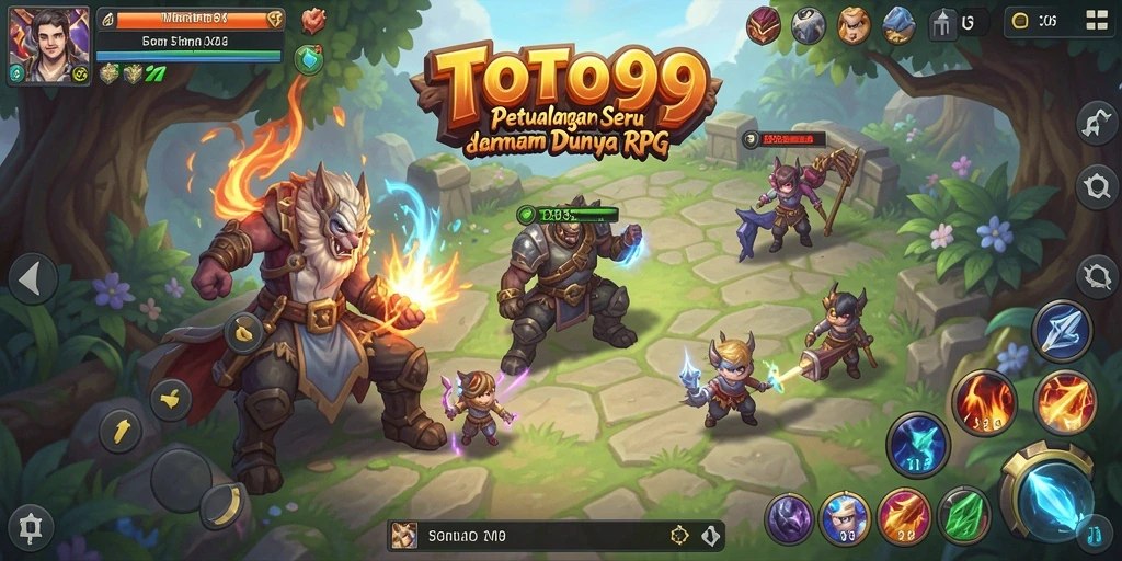 Screenshot menampilkan pertarungan epik dalam game RPG TOTO99.