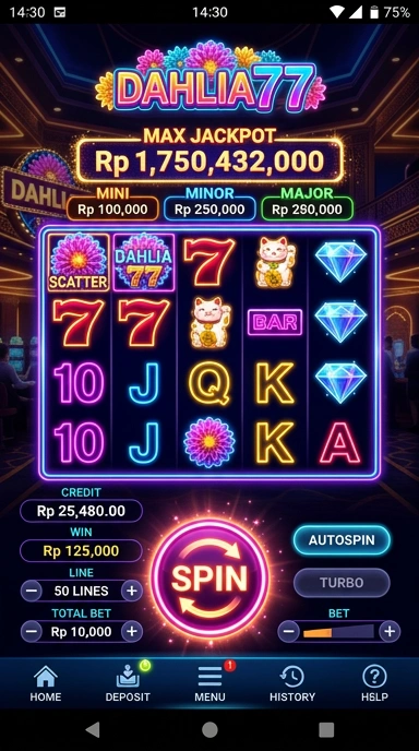 Screenshot aplikasi dahlia77 dengan katalog aplikasi yang lengkap.